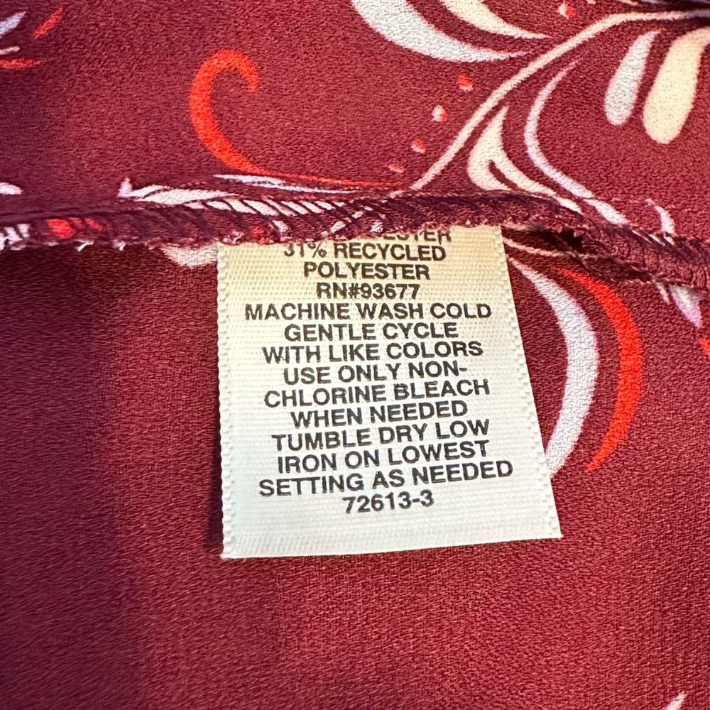 Liz Claiborne Plus Womens Split Crew Neck Short Sleeve Blouse Cherry Palms 0X - Picture 10 of 11
